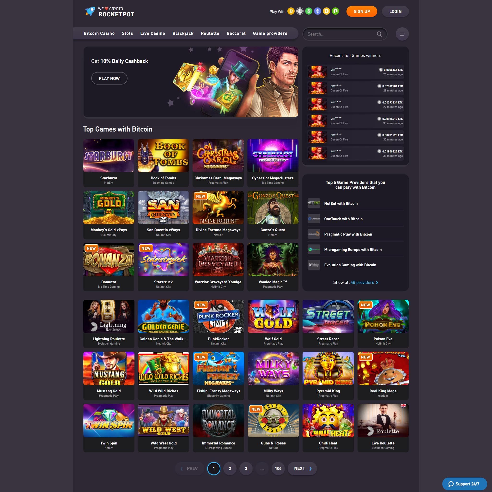 Rocketpot Casino full games catalogue