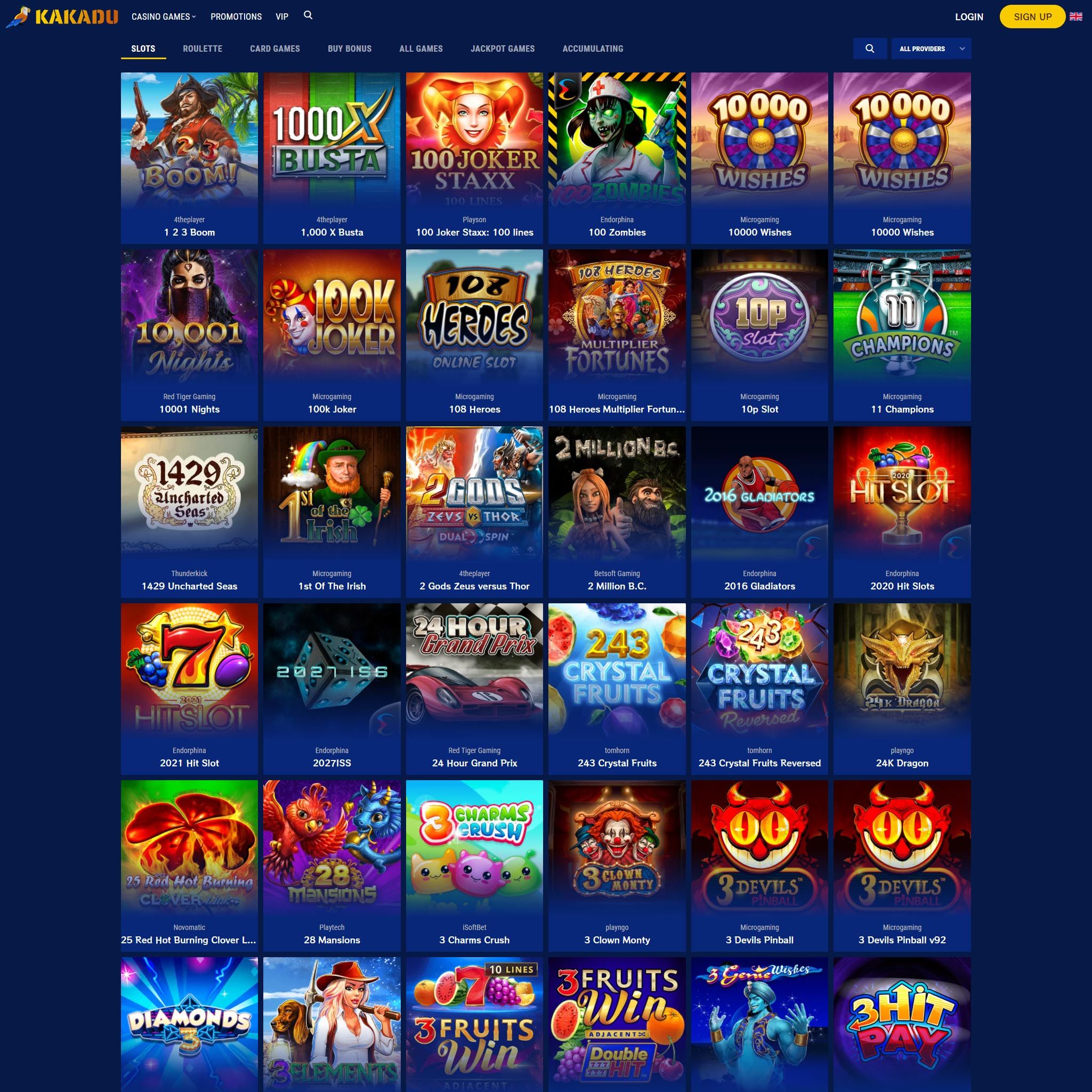 Kakadu Casino full games catalogue