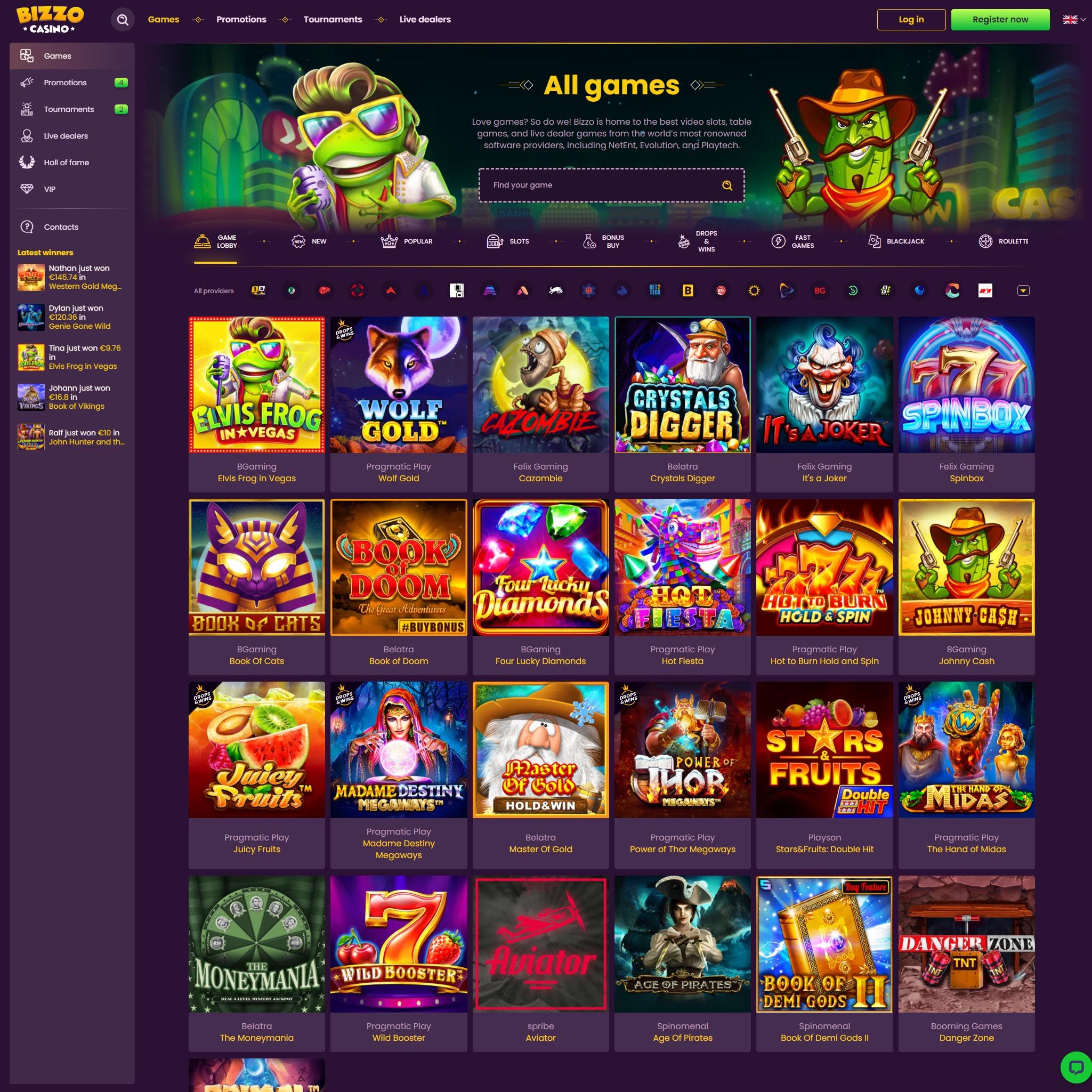 Bizzo Casino full games catalogue