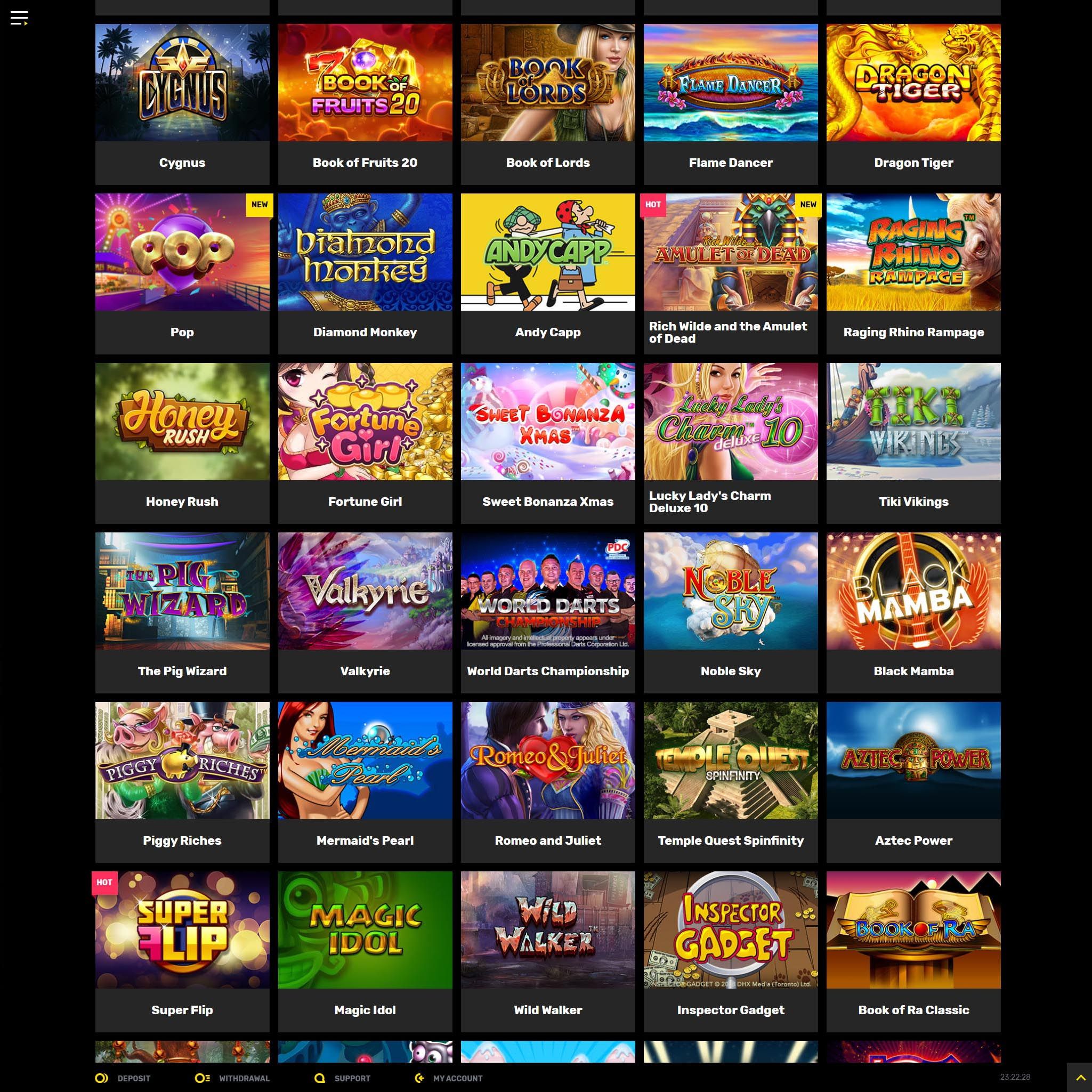 Find Hyper Casino game catalog