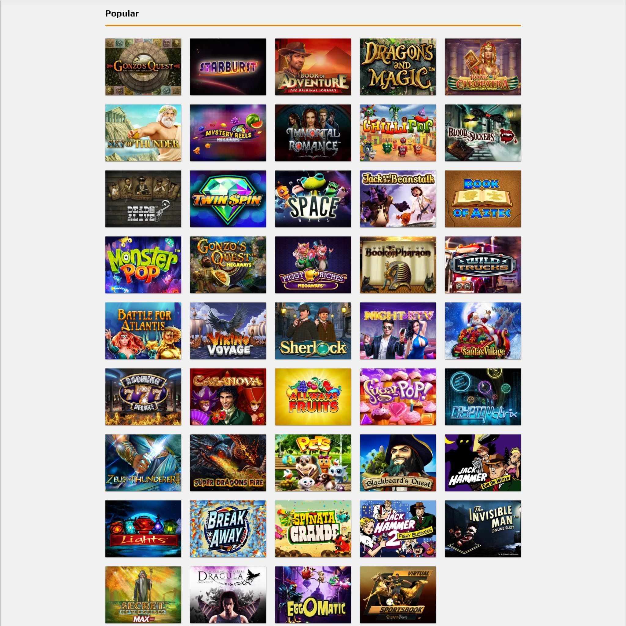 Zev Casino full games catalogue