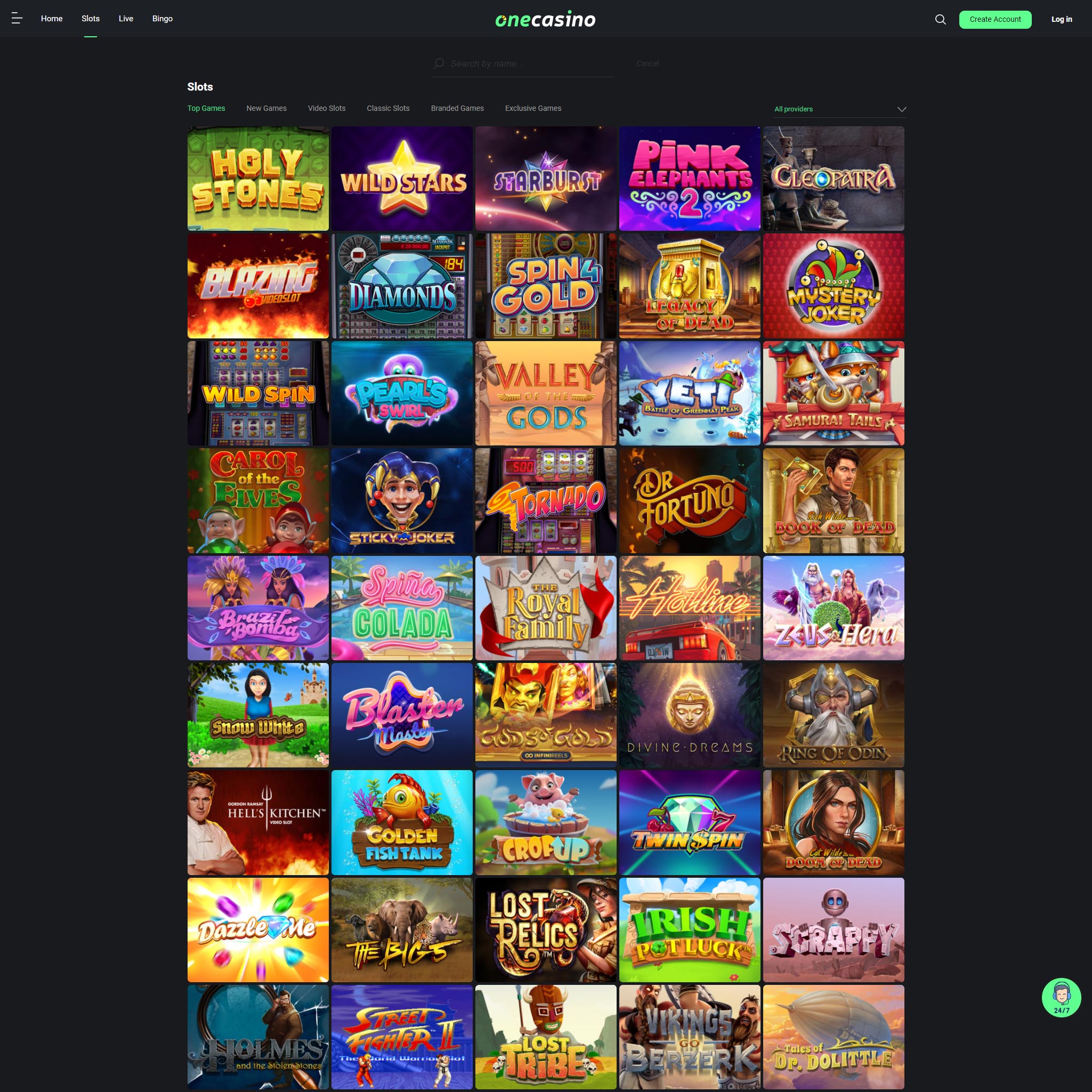 One Casino full games catalogue