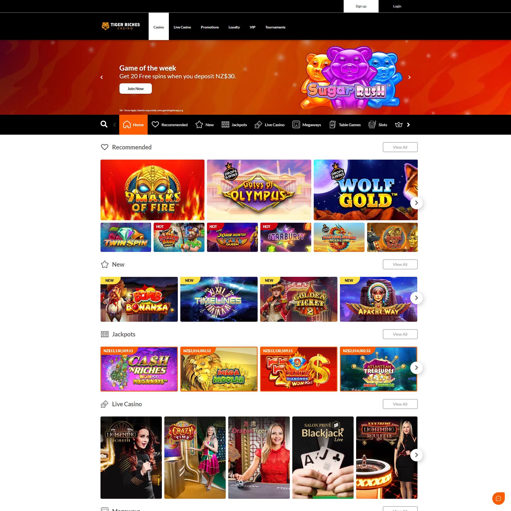Tiger Riches casino NZ review by Mr. Gamble