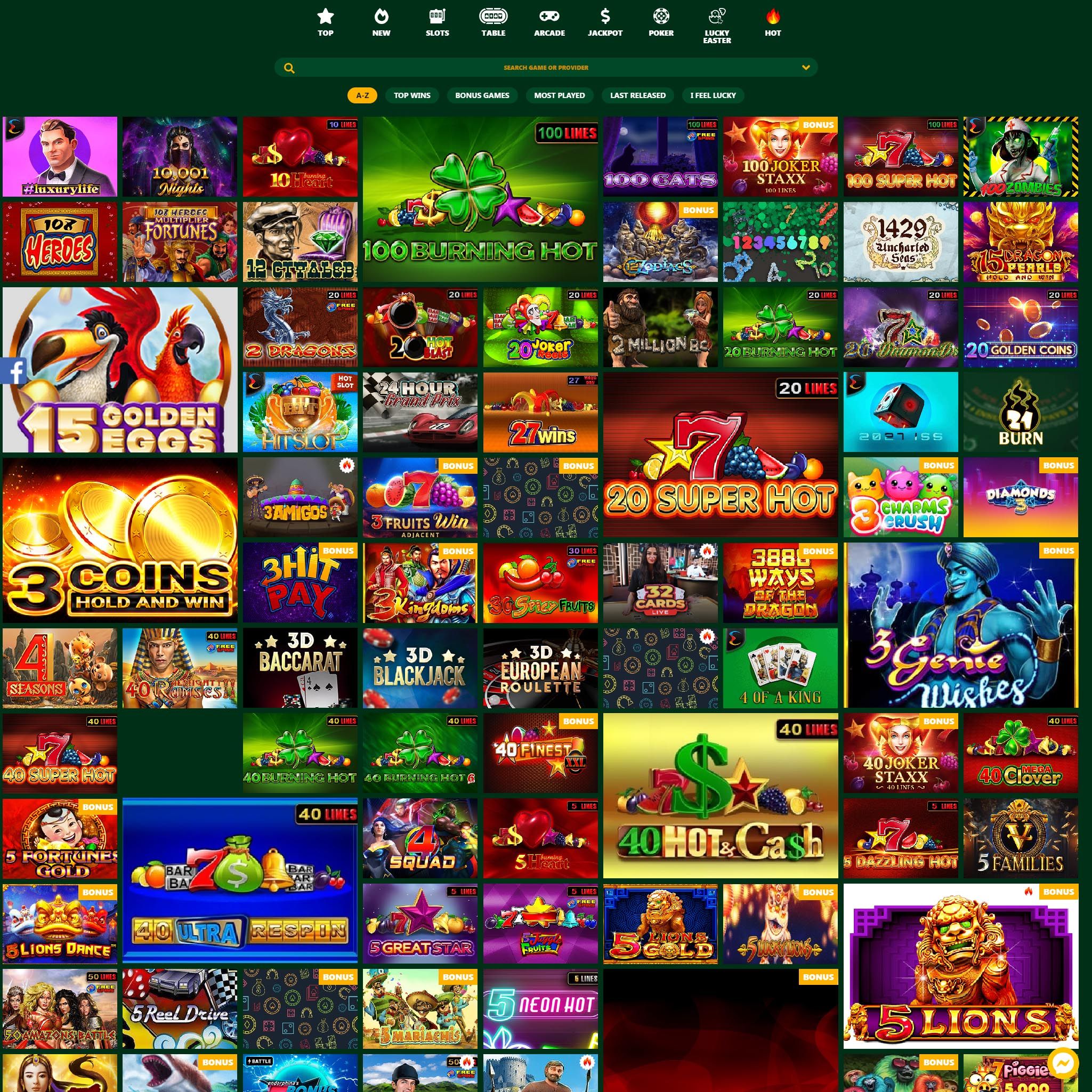 1mybet Casino full games catalogue