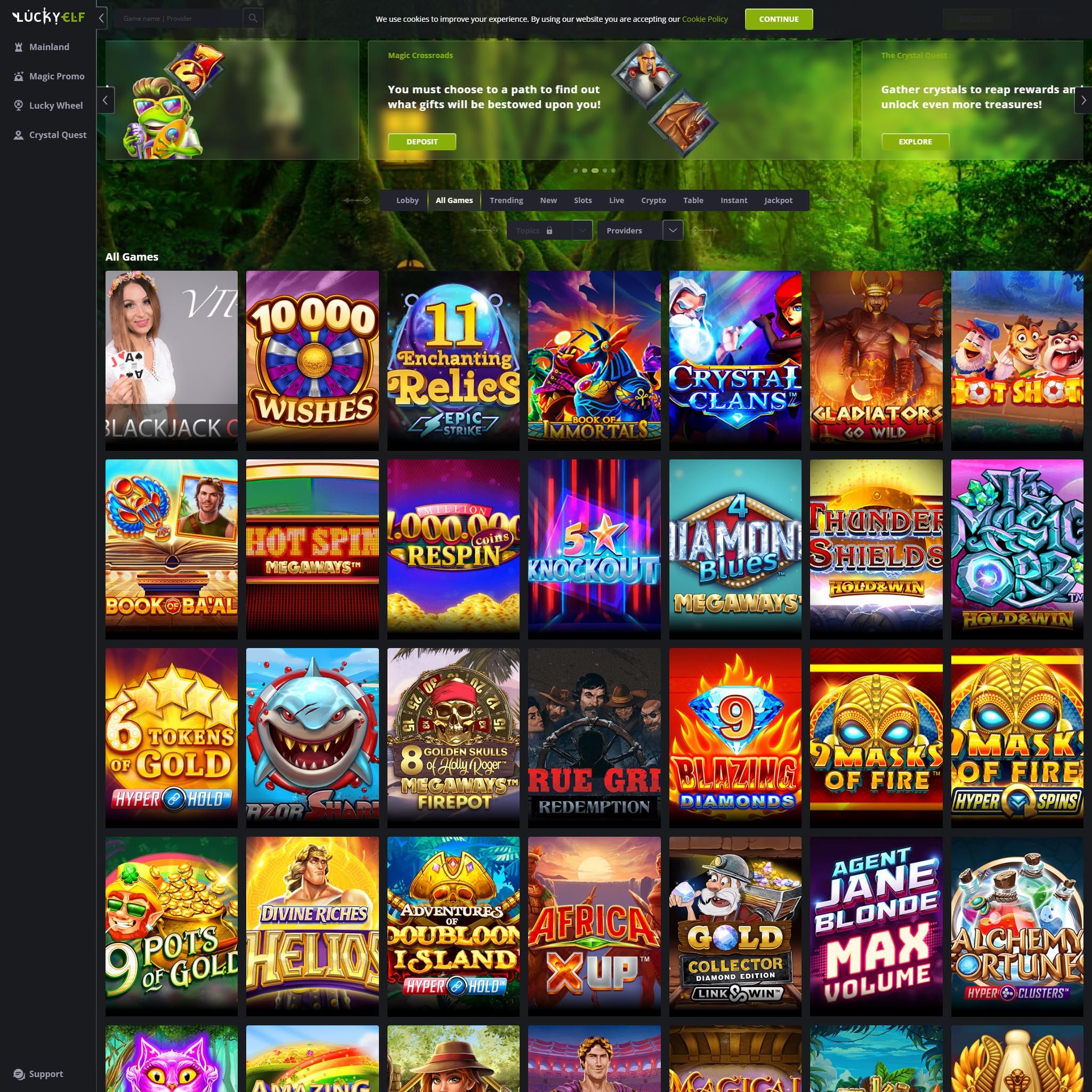 Luckyelf Casino full games catalogue