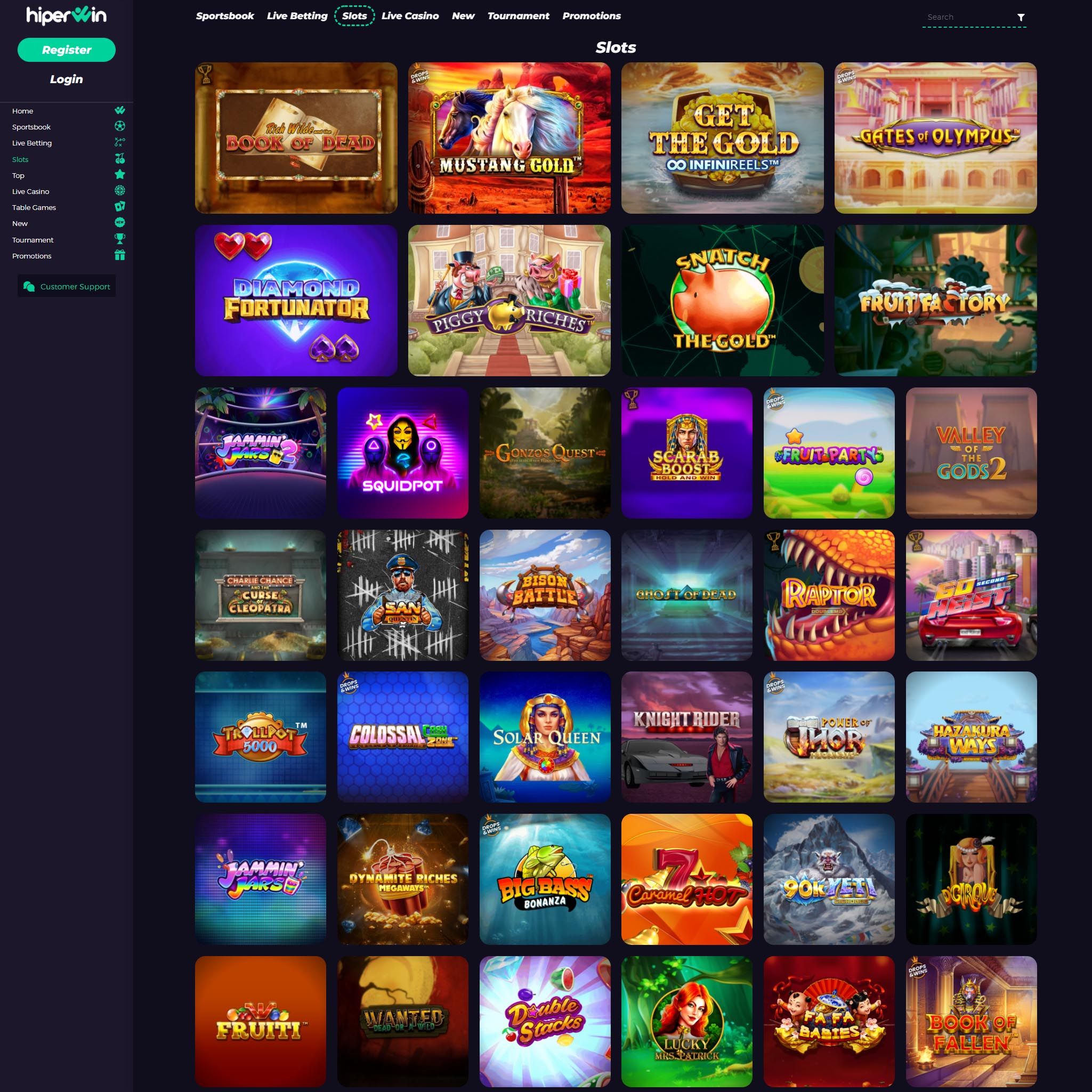 Hiperwin Casino full games catalogue