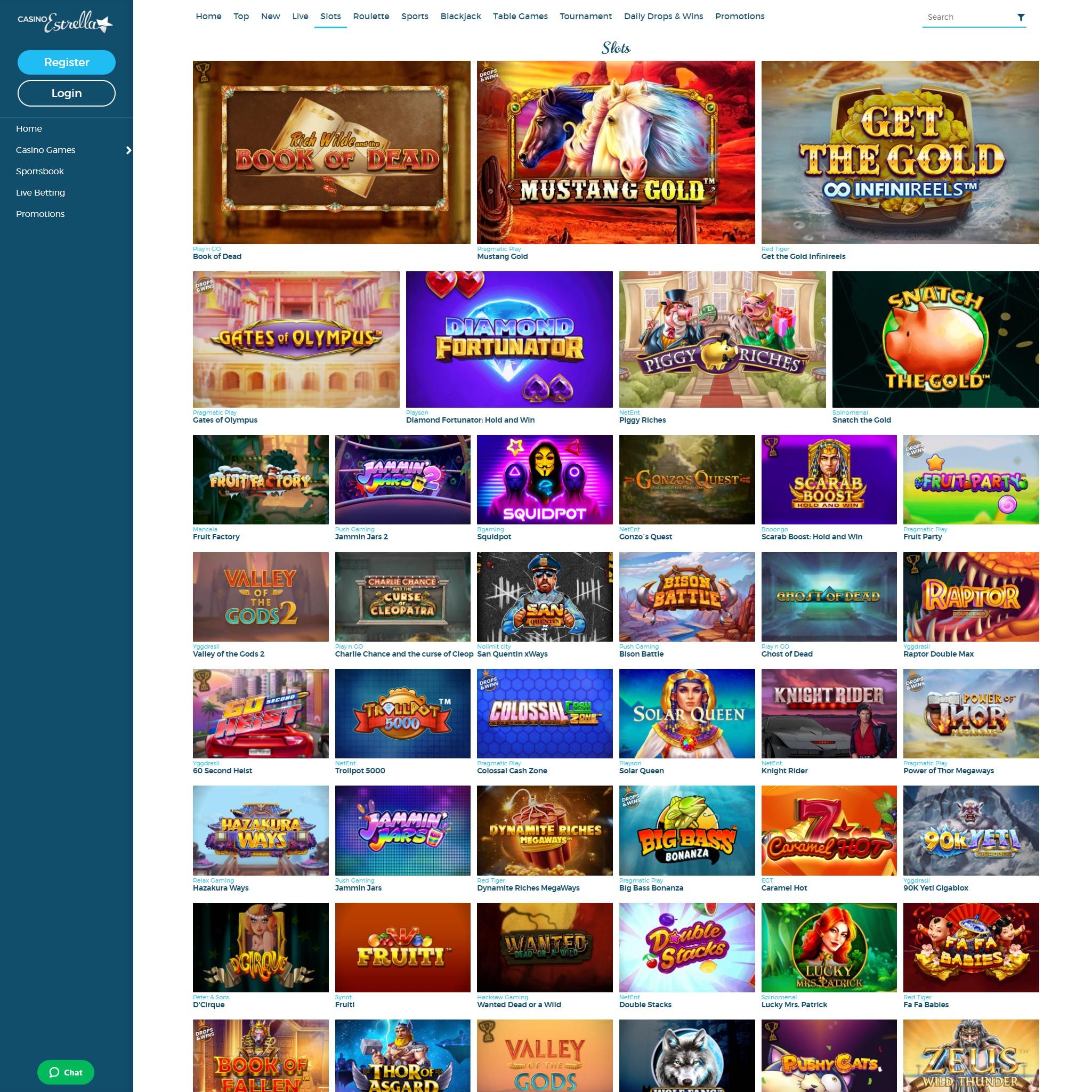 Find Casino Estrella game catalog