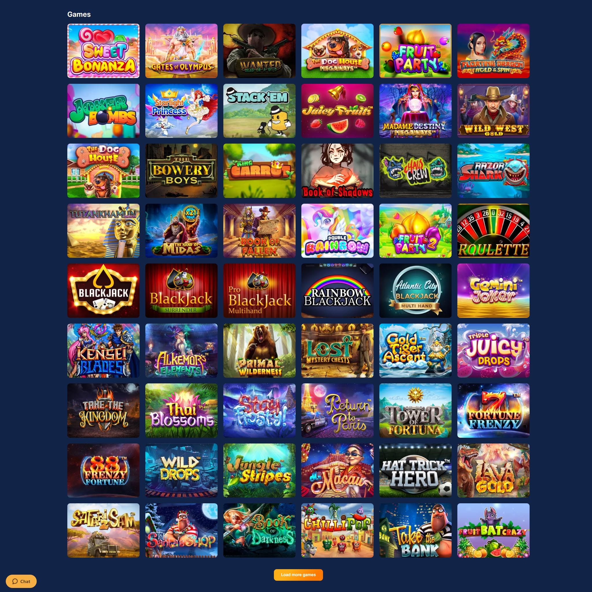 Wombet Casino full games catalogue